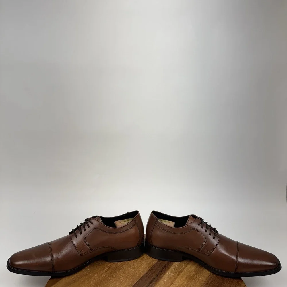 Mens Johnston & Murphy Novick Brown Leather Cap Toe Dress Shoes Oxfords Size 13